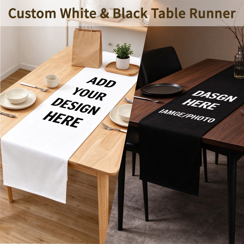Home Textile - ผ้าปูโต๊ะสำหรับโต๊ะอาหารในบ้าน สีดำ/ขาว ขนาด 30 ซม. สามารถปรับแต่งได้ตามต้องการ