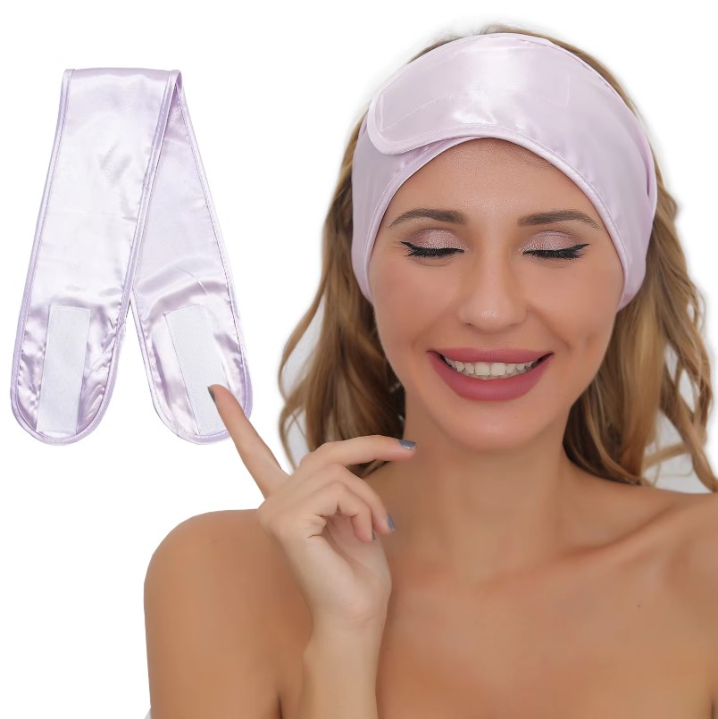 Home Textiles Face Towel - ที่คาดผมผ้าซาตินเนื้อนุ่มสำหรับผู้หญิง ปรับได้ ใช้สำหรับสปา ล้างหน้า อาบน้ำ แต่งหน้า