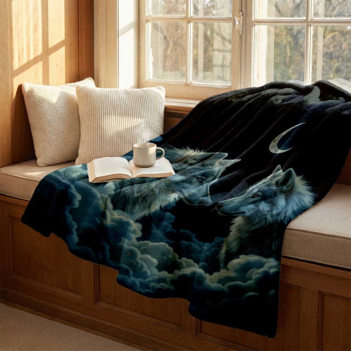 ผ้าห่มฟลานเนลลายหมาป่าคู่พระจั - Home Textiles Face Towel บทวิจารณ์และราคา